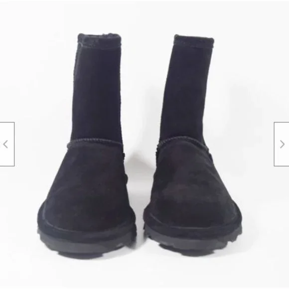Bearpaw Elle Youth Black Suede Wool Blend Lining Pull On Calf Boot Sz 4 - Picture 2 of 5